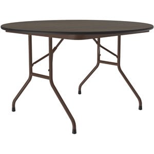 Correll 48&quotW x 48&quotD Melamine Top Folding Table in Walnut Finish