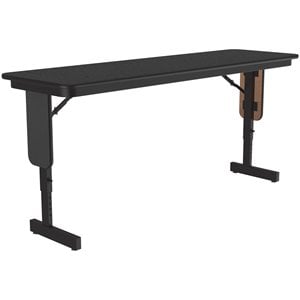 Correll Adjustable Height 3/4&quot High Pressure Folding Seminar Table Black Granite