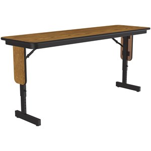 Correll Adjustable Height 3/4&quot High Pressure Folding Seminar Table in Medium Oak