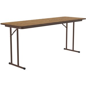 Correll 3/4&quot High Pressure Folding Seminar Table with Off-Set Leg Medium Oak