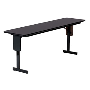 Correll 3/4&quot High Pressure Folding Seminar Table with Panel Leg in Black Granite