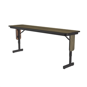 Adjustable Height 3/4&quot High Pressure Folding Seminar Table in Hickory Brown
