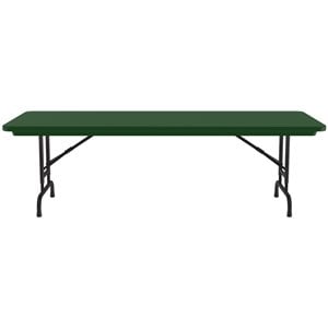 Correll 22-32&quot Adjustable Height H-D Plastic Blow-Molded Folding Table in Green