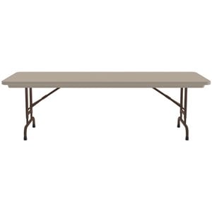 Correll 22-32&quotH Adjustable H-D Plastic Blow-Molded Folding Table in Mocha Brown
