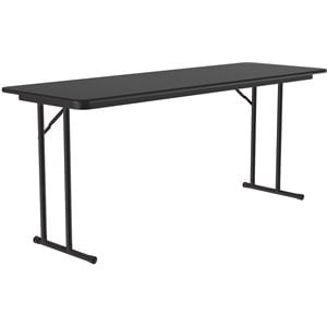 Correll 3/4&quot High Pressure Folding Seminar Table with Off-Set Leg Black Granite