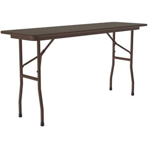 Correll 18&quotW x 72&quotD Melamine Wood Laminate Top Folding Table in Walnut