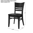 Correll Wood Dining Chair with Ladder Back Set of 2  in Black