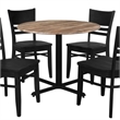 Correll Rustic Oak Premium Cafe Bistro Table with 4 Black Ladder Back Chairs
