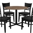 Correll English Walnut Wood Cafe Bistro Table with 4 Black Ladder Back Chairs