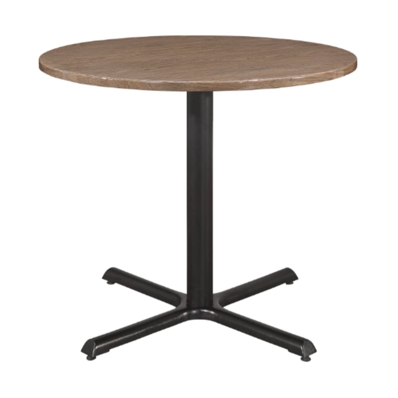 Correll English Walnut Wood Cafe Bistro Table with 4 Black Ladder Back Chairs