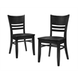 Correll English Walnut Wood Cafe Bistro Table with 4 Black Ladder Back Chairs