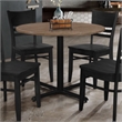 Correll English Walnut Wood Cafe Bistro Table with 4 Black Ladder Back Chairs