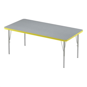 Correll 30&quotW Commercial Laminate Wood Top Activity Table in Gray Granite/Yellow