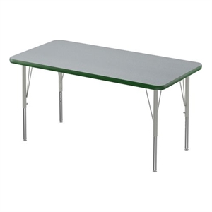 Correll 24&quotW Commercial Laminate Wood Top Activity Table in Gray Granite/Green
