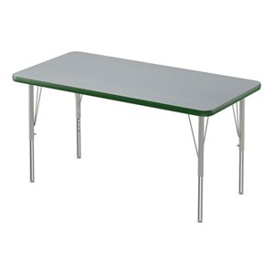 Correll 24&quotW Commercial Laminate Wood Top Activity Table in Gray Granite/Green