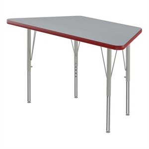 Correll 24&quotW Commercial Laminate Wood Top Activity Table in Gray Granite/Red