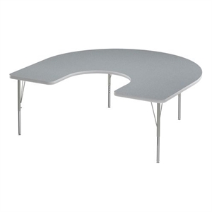 Correll 60x66&quot Horseshoe Commercial Wood Top Activity Table in Gray Granite