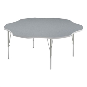 Correll 60&quot Flower Commercial Wood Top Activity Table in Gray Granite