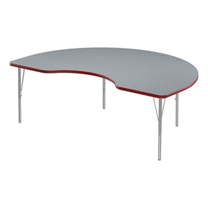 Correll 48x72&quot Kidney Shape Commercial Wood Top Activity Table in Gray/Red