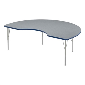 Correll 48x72&quot Kidney Shape Commercial Wood Top Activity Table in Gray/Blue