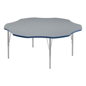 Correll 60&quot Flower Commercial Wood Top Activity Table in Gray Granite/Blue