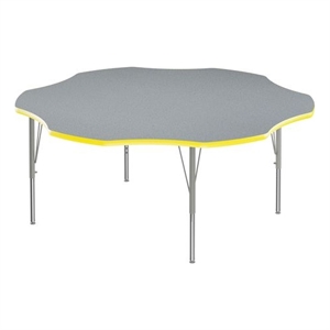 Correll 60&quot Flower Commercial Wood Top Activity Table in Gray Granite/Yellow