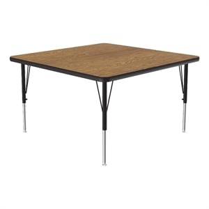 Correll Thermal Fused 36&quot Square Laminate Wood Activity Table in Medium Oak