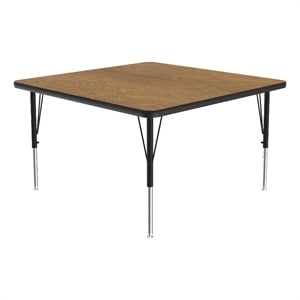 Correll Thermal Fused 42&quot Square Laminate Wood Activity Table in Medium Oak