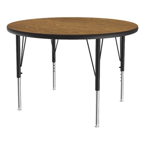Correll Thermal Fused 36&quot Round Laminate Wood Activity Table in Medium Oak