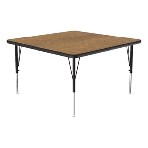 Correll Thermal Fused 48&quot Square Laminate Wood Activity Table in Medium Oak