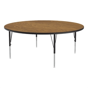 Correll Thermal Fused 60&quot Round Laminate Wood Activity Table in Medium Oak