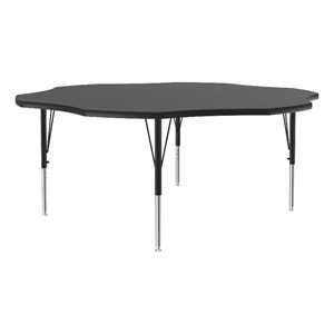 Correll Thermal Fused 60&quot Flower Laminate Wood Activity Table in Black Granite