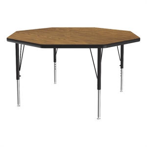 Correll Thermal Fused 48&quot Octagon Laminate Wood Activity Table in Medium Oak