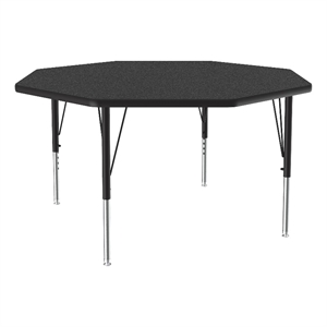 Correll Thermal Fused 48&quot Octagon Laminate Wood Activity Table in Black Granite