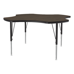 Correll Thermal Fused 48&quot Clover Laminate Wood Activity Table in Walnut