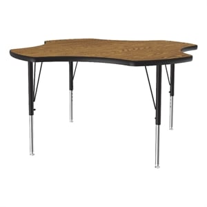 Correll Thermal Fused 48&quot Clover Laminate Wood Activity Table in Medium Oak