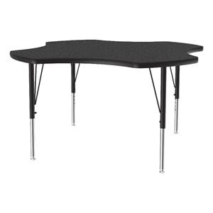 Correll Thermal Fused 48&quot Clover Laminate Wood Activity Table in Black Granite