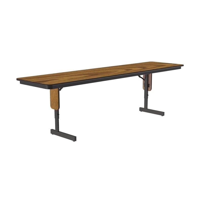 Correll SP 24x72 Adjustable Height Metal/Wood Folding Seminar Table - Medium Oak