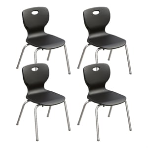 Correll CSC 14&quot Classic Metal/Plastic Stacking Student Chair - Black (Set of 4)