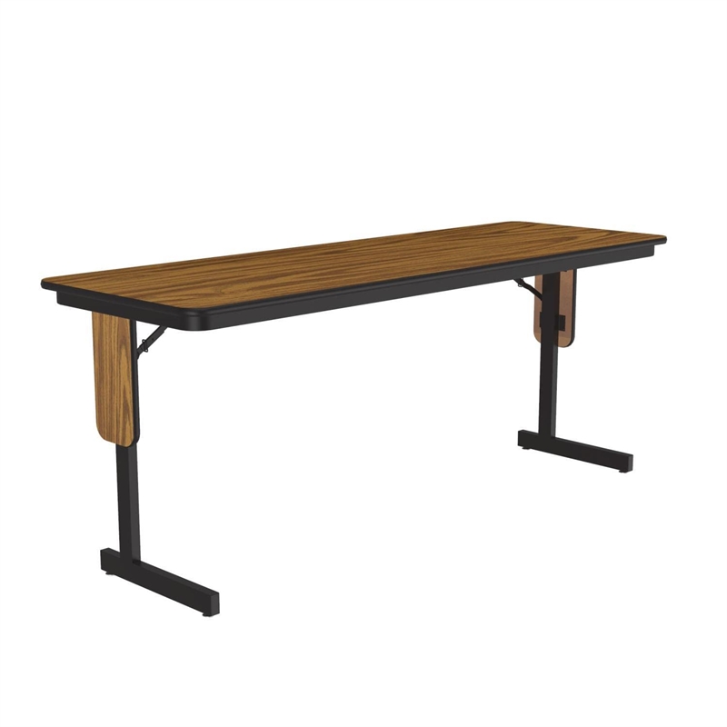 Correll SP 24x60 Contemporary Metal/Wood Folding Seminar Table in Medium Oak