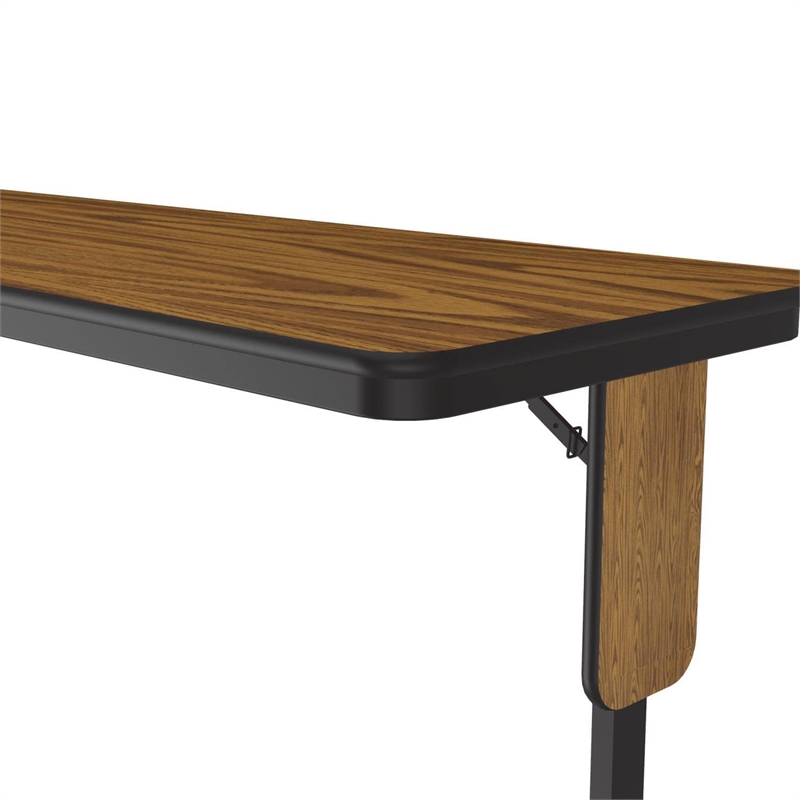 Correll SP 24x60 Contemporary Metal/Wood Folding Seminar Table in Medium Oak