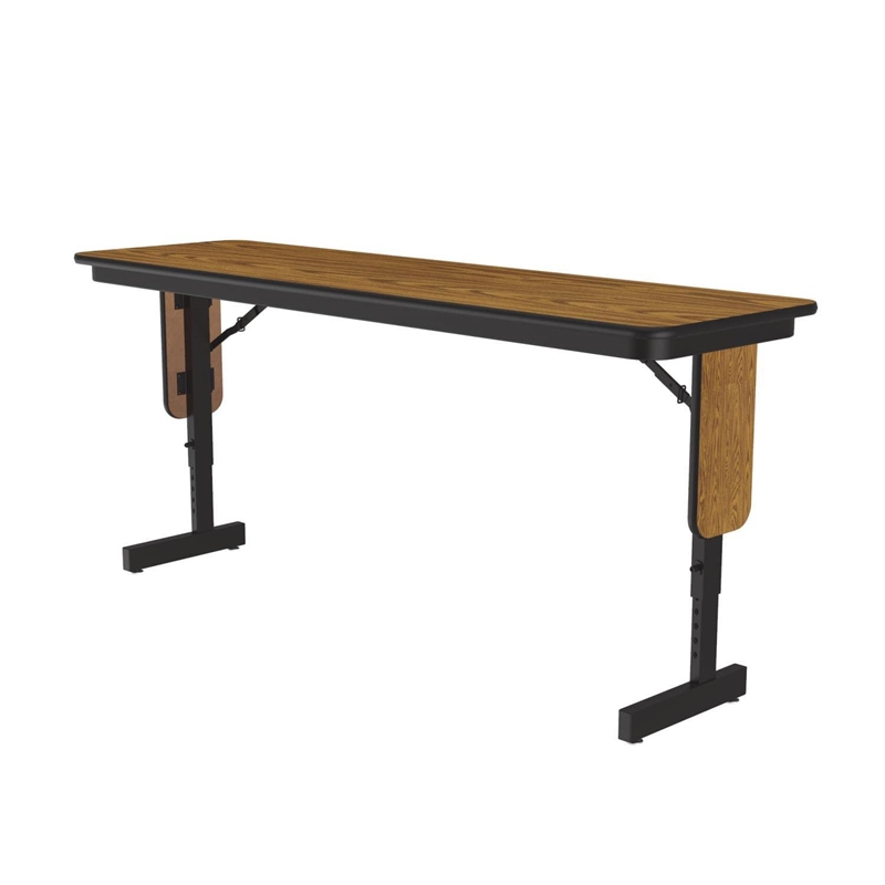Correll SP 18x60 Adjustable Height Metal/Wood Folding Seminar Table - Medium Oak