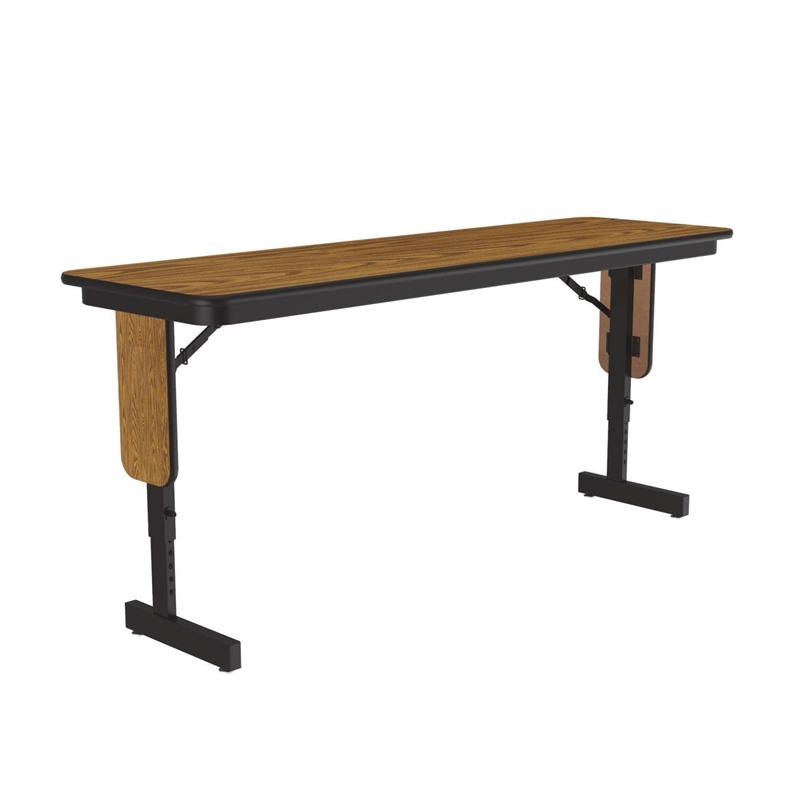Correll SP 18x60 Adjustable Height Metal/Wood Folding Seminar Table - Medium Oak