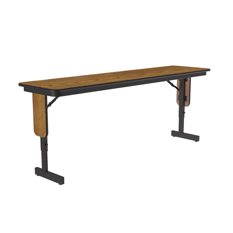 Correll SP 18x72 Adjustable Height Metal/Wood Folding Seminar Table - Medium Oak