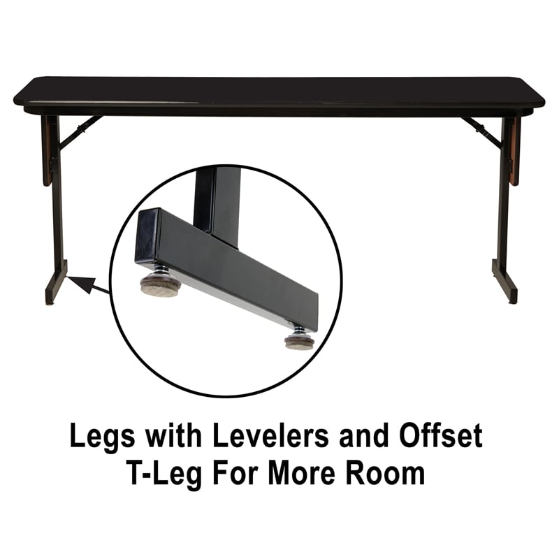 Correll SP 18x96 Adjustable Height Metal/Wood Folding Seminar Table in Black