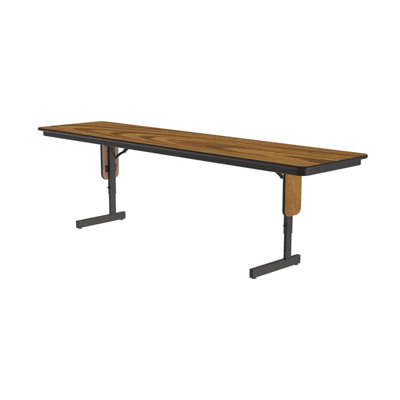 Correll SP 24x60 Adjustable Height Metal/Wood Folding Seminar Table - Medium Oak