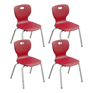 Correll CSC 16&quot Classic Metal/Plastic Stacking Student Chair - Red (Set of 4)
