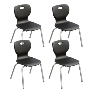 Correll CSC 18&quot Classic Metal/Plastic Stacking Student Chair - Black (Set of 4)