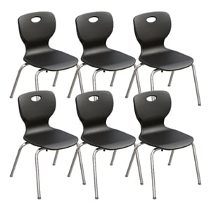 Correll CSC 14&quot Classic Metal/Plastic Stacking Student Chair in Black (Set of 6)