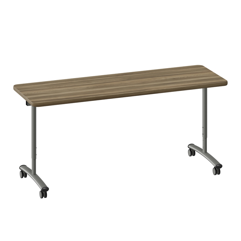 Correll Premium Sit to Stand  Flip Top Table 24x72 Hickory Brown Wood Laminate